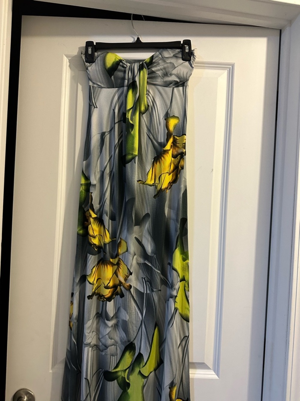 Abstract Floral Print dress in Gray and Yellow